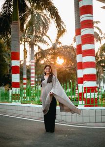 Pleated Saree - Silver &amp; Black