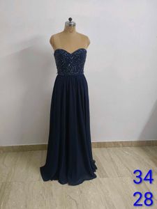 Elegant Navy Beaded Gown