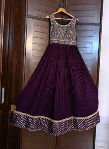 Festive Crepe Embroidered Women Ethnic Gown Set