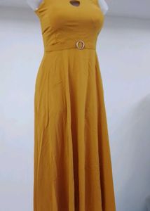 Mustard Yellow Sleeveless Fit &amp; Flare Dress