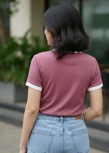 Blush Ribbed Polo Top 🩷