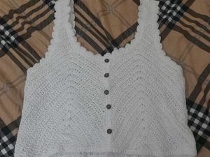 boho white knitted top