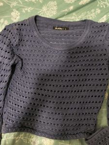 purple Knit Openwork Sweater