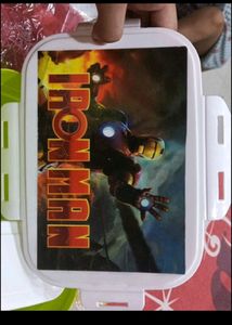 Lunch Box In Green Colour With Iron Man Theme
