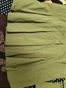 Olive top peplum style with beads and lace work