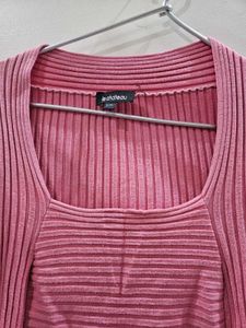Super Cute Pink Deep Scoop Neck Top