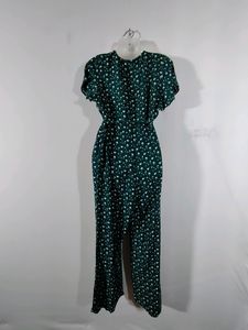 Green Floral Print Jumpsuit