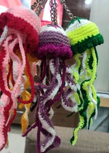 Handmade Crochet Jellyfish Keychain