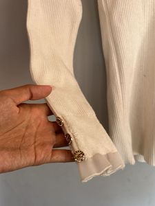 Elegant Lace Trim Knit Top