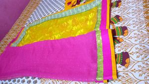 Elegant Pink &amp; Yellow Saree