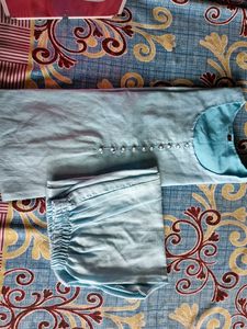 Blue Embroidered Kurta Set With Dupatta