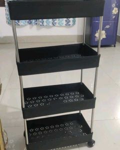 *4 COMPARTMENTS PLASTIC STAINLESS STEEL TROLLEY