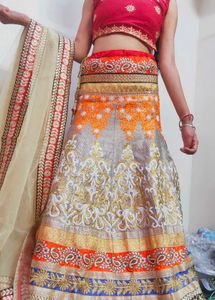 Red And Golden Lehanga/Party Wear
