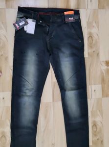 UNISEX Black Smoked 30waist Stretchable Jeans