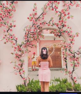 Pink Floral Strap Dress