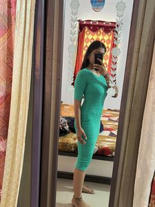 Green Ribbed Knit Bodycon Dress