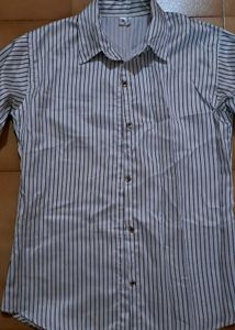 White And Black Stripes Shirt For Women