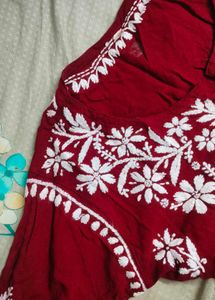 Red Chikankari Kurti Set ✨😍❤️