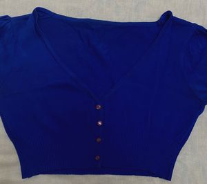 Trendy Blue Crop Top