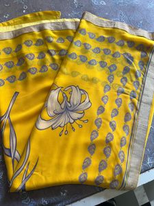 Elegant Yellow Floral Saree with blouse