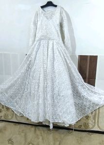 White Full Gher Sparkle Gown