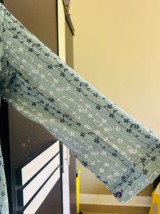 Relaxed Fit Sage Green Floral Tunic kurtaShirt