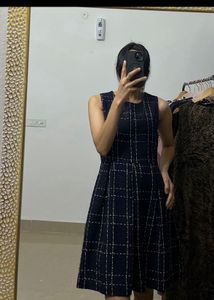 Chic Plaid Sleeveless Tweed Dress