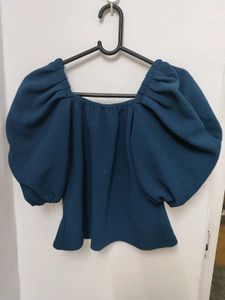 Stylish Navy Puff Sleeve Top