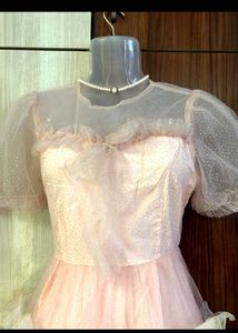 Vintage Pink Ruffled Party Dress❤️🌸