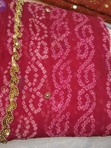 Pink Bandhej saree new