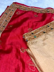 Mirror Work beautiful Red ❤️Saree