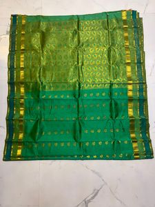 Kanjeevaram Half Fine Zari Sea Blue/ Green Saree