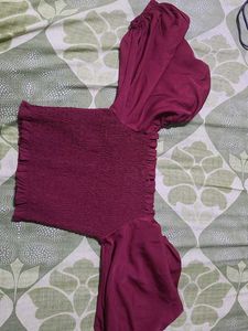Maroon Bardot Top