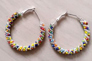 Colorful Beaded Hoop Earrings