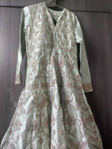 Designer Partywear Pista Green Gown