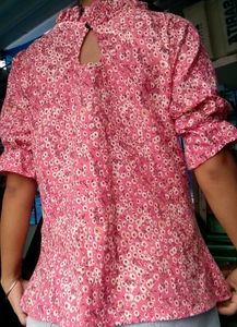 Floral Ruffle Trim Top