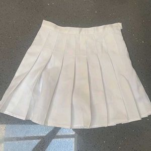 White Pleated Mini Skirt