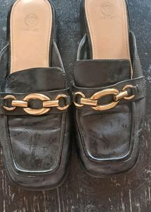 Branded Leather Mule