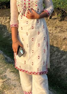 Straight White Kurta Set
