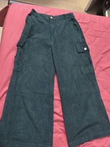 Green Corduroy Wide Leg Pants