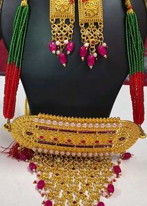 Ruby Rajisthani Gold-Tone Necklace set bridal look