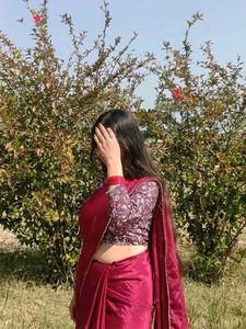 Floral Blouse &amp; Maroon Pants Set