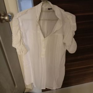 White Cotton Knee Length Kurti
