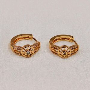 Gold Tone Circle Drop Earrings