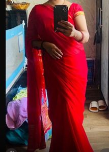 Red Chiffon Saree