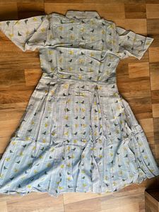 Bird Print Collared Dress