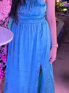 Blue Satin Dress