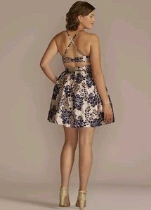Floral Brocade Short A-Line Dress