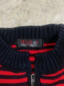 Stylish Red &amp; Black Striped Pullover