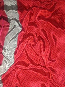 crape Red &amp; Grey Saree